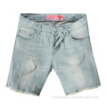 Ladies' Light Blue Jeans Long Shorts (MO-SH06A)